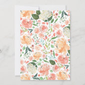 Spring Blush Peach Watercolor Floral Wedding Invitation (Back)