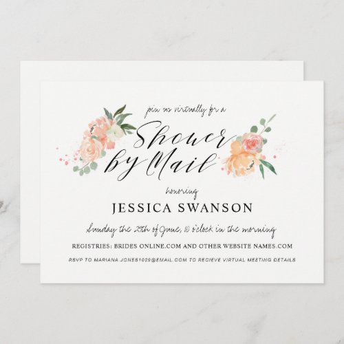Spring Blush Peach Watercolor Shower by Mail Invitation