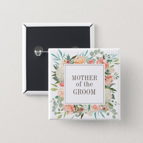 Spring Blush Watercolor Floral Mother of the Groom Button