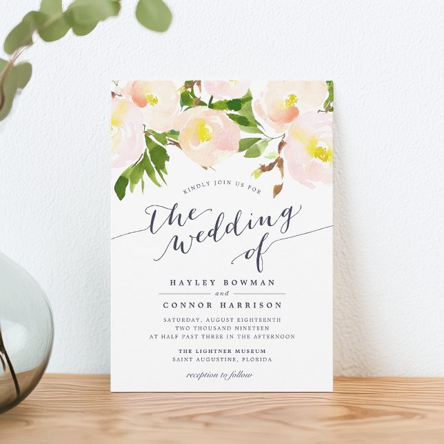 Spring Blush Watercolor Floral Wedding Invitation (Creator Uploaded)