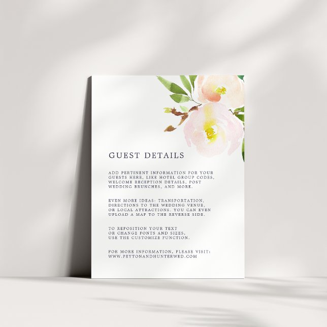 Spring Blush Wedding Guest Details Card (Creator Uploaded)