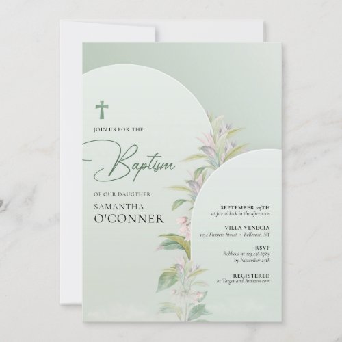 Spring boho arch greenery eucalyptus blush floral invitation