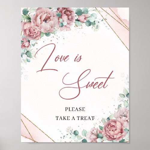 Spring boho blush gold eucalyptus Love is sweet Poster