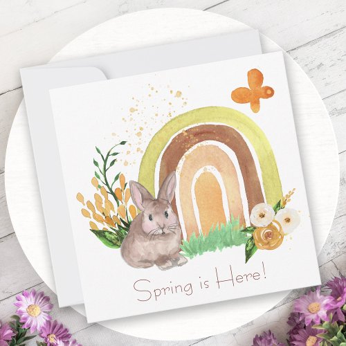 Spring Boho Bunny Rainbow Ostara Pagan Holiday Card