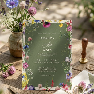 Spring Boho Chic Colorful Wildflower Wedding Invitation