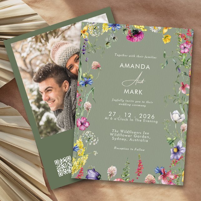 Spring Boho Chic Colorful Wildflower Wedding  Invitation (Creator Uploaded)
