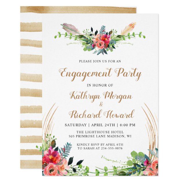 Spring Boho Country Floral Garden Engagement Party Invitation