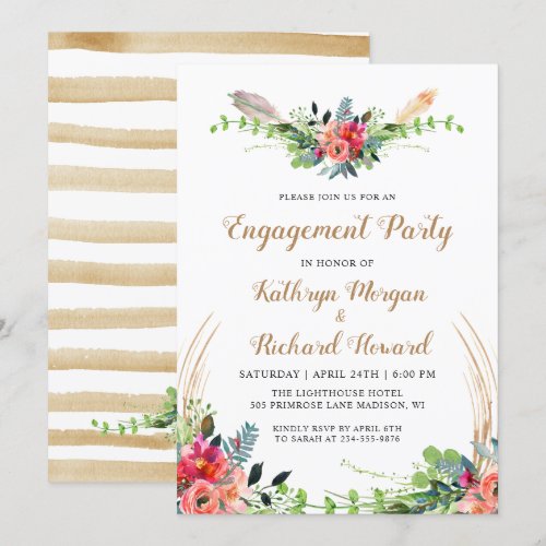 Spring Boho Country Floral Garden Engagement Party Card