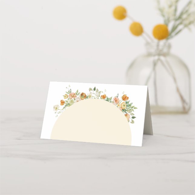 Spring Boho Flowers Arch Name Place Card (Front)