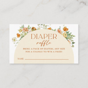 Spring Boho Flowers Baby Shower Diaper Raffle Enclosure Card