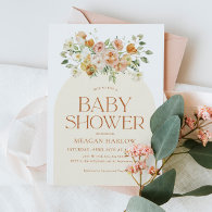 Spring Boho Flowers Girl Baby Shower Invitation