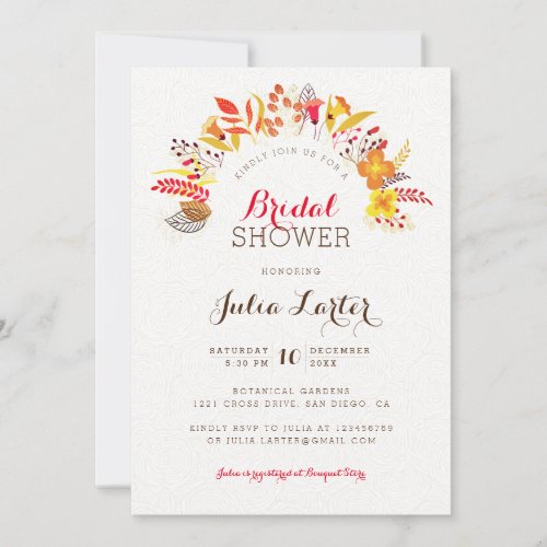 Spring Boho Wildflower Foliage Bridal Shower Invitation