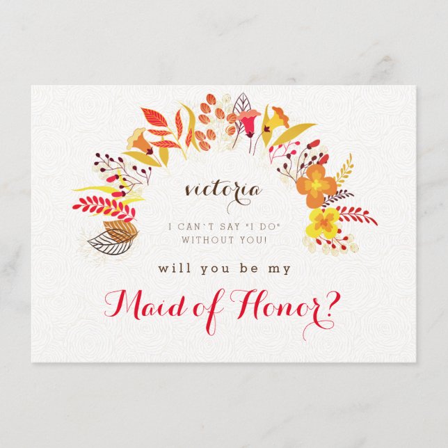 Spring Boho Wildflower Foliage Bridesmaid Cards (Front)