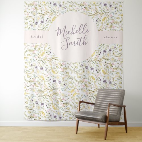 Spring Boho Wildflower Pampas Bridal Shower Banner Tapestry