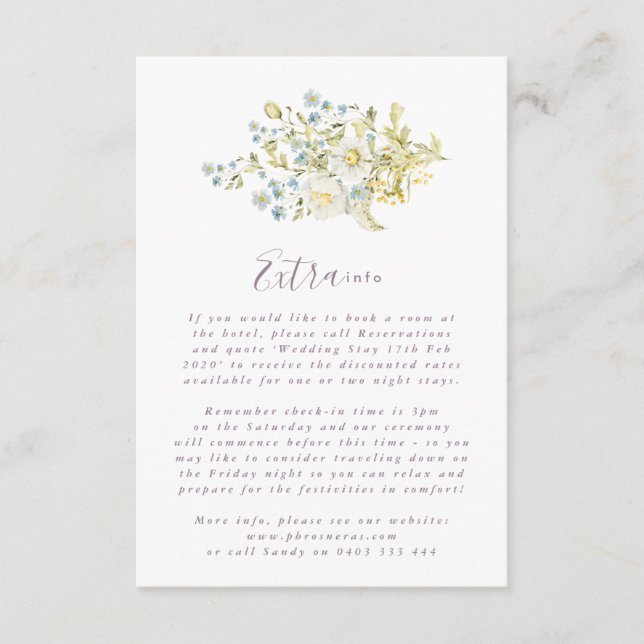 Spring Boho Wildflower Pampas Wedding Enclosure Card (Front)