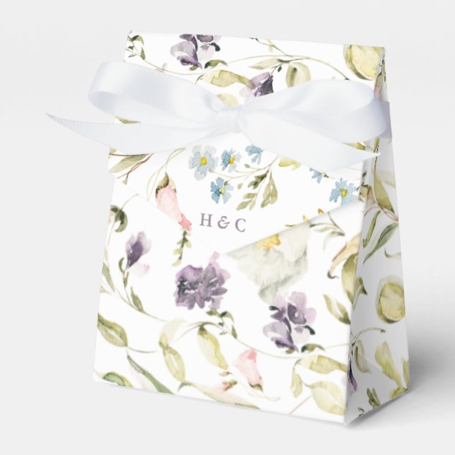 Spring Boho Wildflower Pampas Wedding Favor Boxes (Front Side)