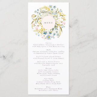 Spring Boho Wildflower Pampas Wedding Menu