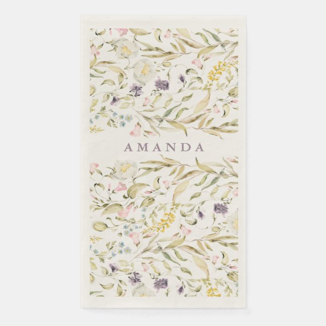 Spring Boho Wildflower Pampas Wedding Paper Guest Towels (Front)