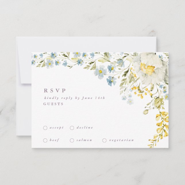 Spring Boho Wildflower Pampas Wedding RSVP Card (Front)