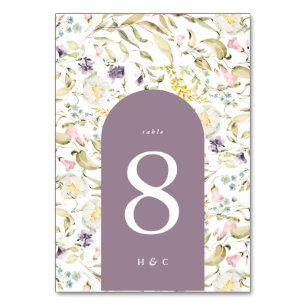 Spring Boho Wildflower Pampas Wedding Table Number