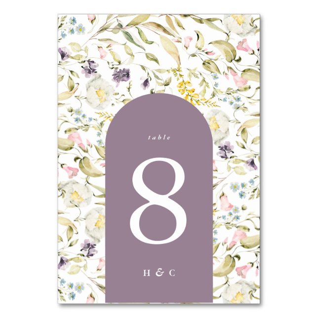 Spring Boho Wildflower Pampas Wedding Table Number (Front)