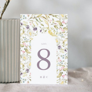 Spring Boho Wildflower Pampas Wedding Table Number