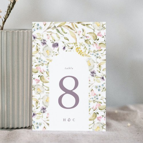 Spring Boho Wildflower Pampas Wedding Table Number