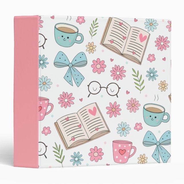 Spring Books and Flowers 3 Ring Binder (Front/Spine)
