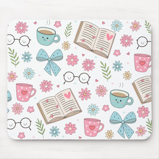 Spring Books and Flowers Mouse Pad (Front)