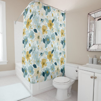 Spring Botanical Floral Shower Curtain