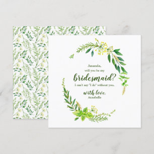 Spring Botanical Herbs Will You be my Bridesmaid Invitation