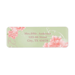 Spring Botanical mint pink peony wedding Label