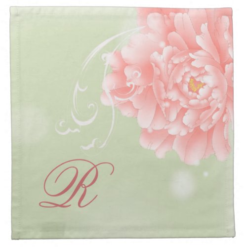 Spring Botanical mint pink peony wedding Napkin