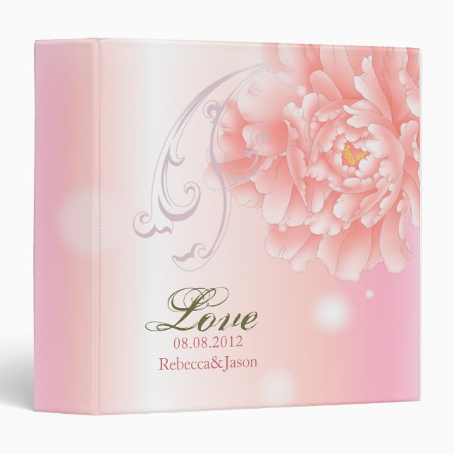 Spring Botanical  pink peony wedding Binder (Front/Spine)