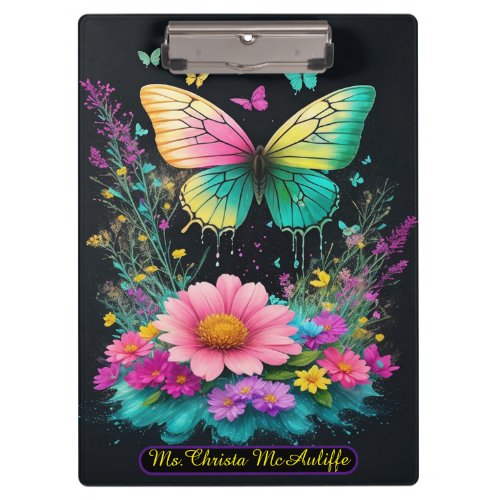 spring botanical turquoise flowers Butterflies Clipboard