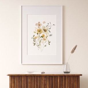 Spring Botanical Watercolor Flowers Poster