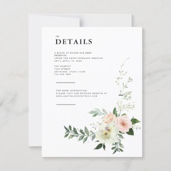Spring Botanical Wedding Details Card by blush_printables at Zazzle