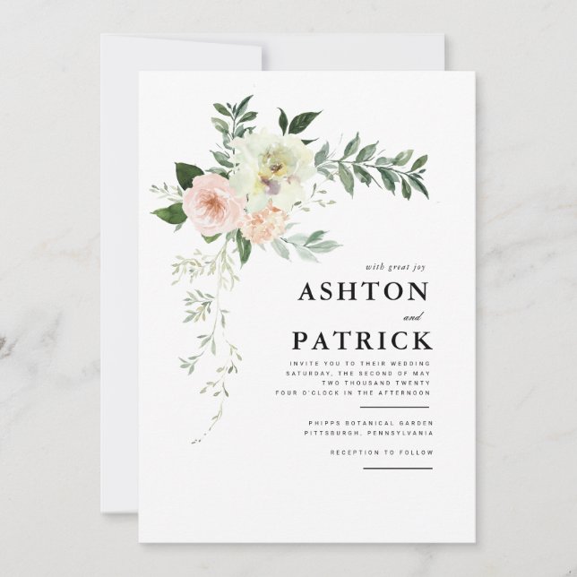 Spring Botanical Wedding Invitation (Front)