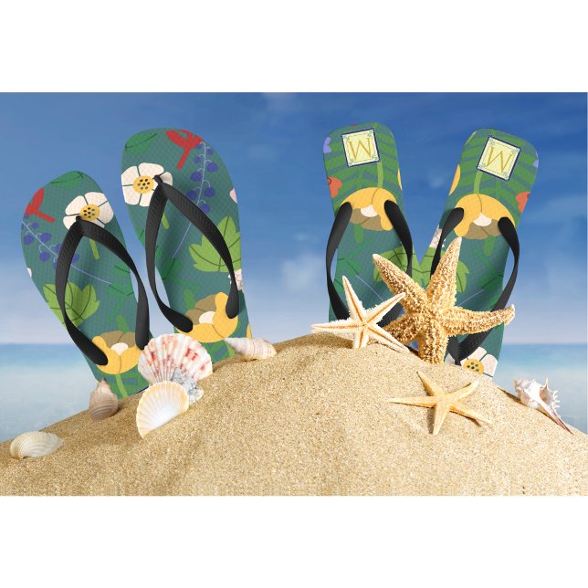 Spring Botanicals Monogram Flip Flops (Creator Uploaded)