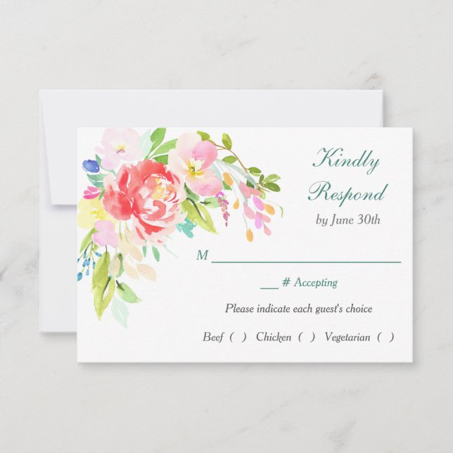 Spring Bouquet Border Rehearsal Dinner RSVP Card (Front)