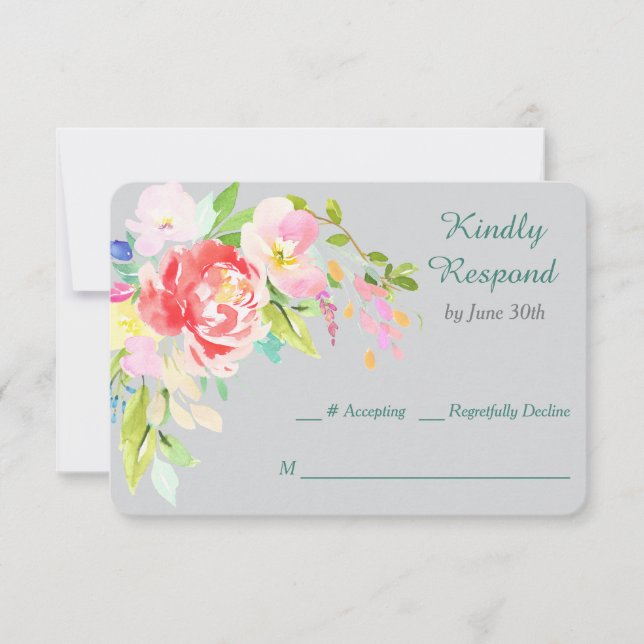 Spring Bouquet Border Wedding RSVP (Front)