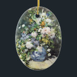 Spring Bouquet by Pierre Renoir, Vintage Flowers Ceramic Ornament<br><div class="desc">Spring Bouquet (1866) by Pierre Renoir is a vintage floral fine art still life impressionism painting. A bouquet of beautiful blooming spring flowers from the garden in a blue vase. About the artist: Pierre-Auguste Renoir (1841-1919) was a leading painter in the development of the Impressionist style. Renoir's paintings are notable...</div>