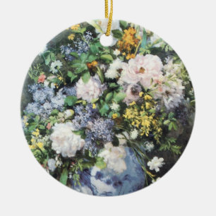 Spring Bouquet by Pierre Renoir, Vintage Flowers Ceramic Ornament