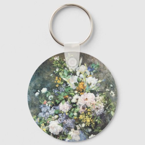 Spring Bouquet by Pierre Renoir Vintage Flowers Keychain