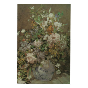 Spring Bouquet by Pierre Renoir, Vintage Flowers Wood Wall Art