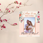 Spring Bouquet In Peach And Ivory Wedding Welcome Poster at Zazzle