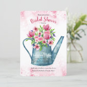 Spring Bouquet in Watering Can Bridal Shower Invitation (Standing Front)