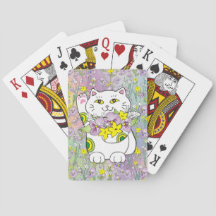 Spring Bouquet Maneki Neko (Lucky Cat) Poker Cards