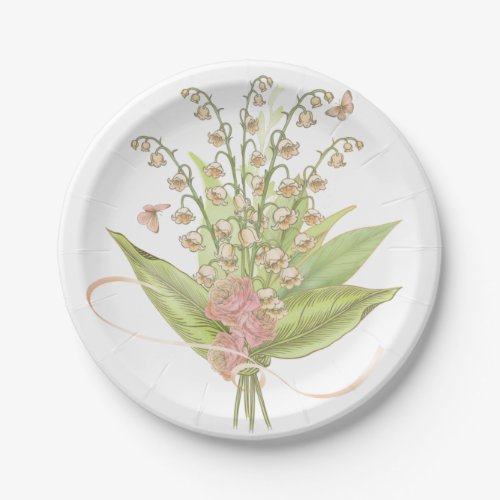 Spring Bouquet of Lily of the Valley and Roses  Paper Plates