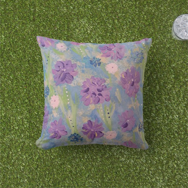 Spring Bouquet Outdoor Accent Pillow 16"x16" (Grass)